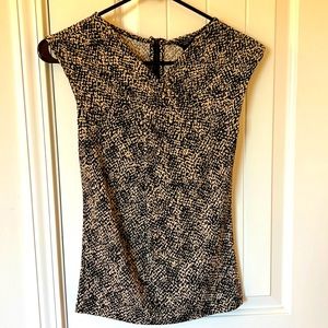 Ann Taylor dressy tank with twist front and zipper in back with satin detail